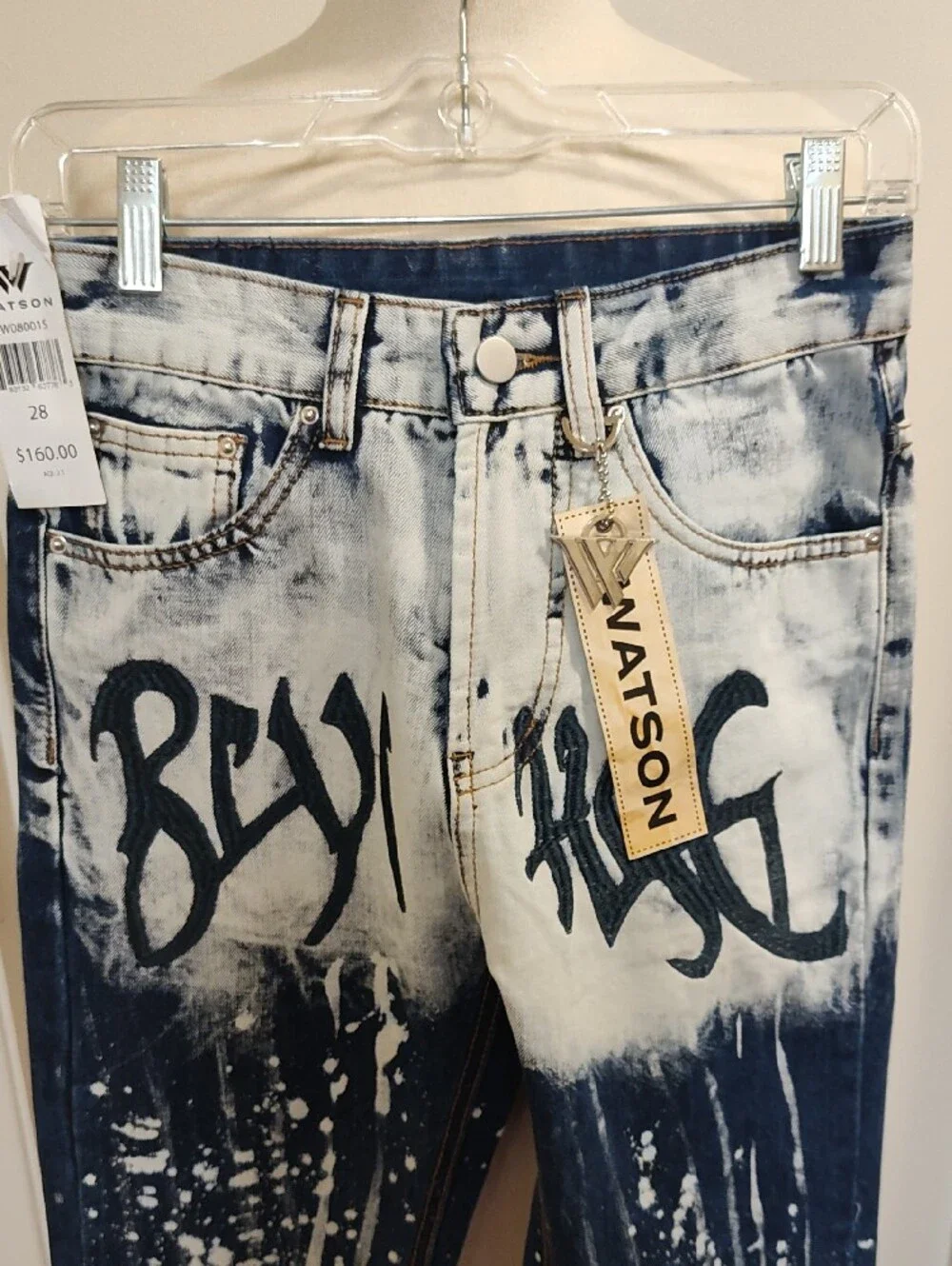 NWT WATSON Men’s Two-Tone Splatter Graphic Jeans Size 28